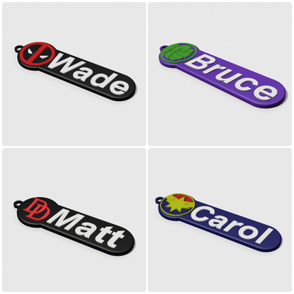 Personalized Marvel Keychain Name Tags
