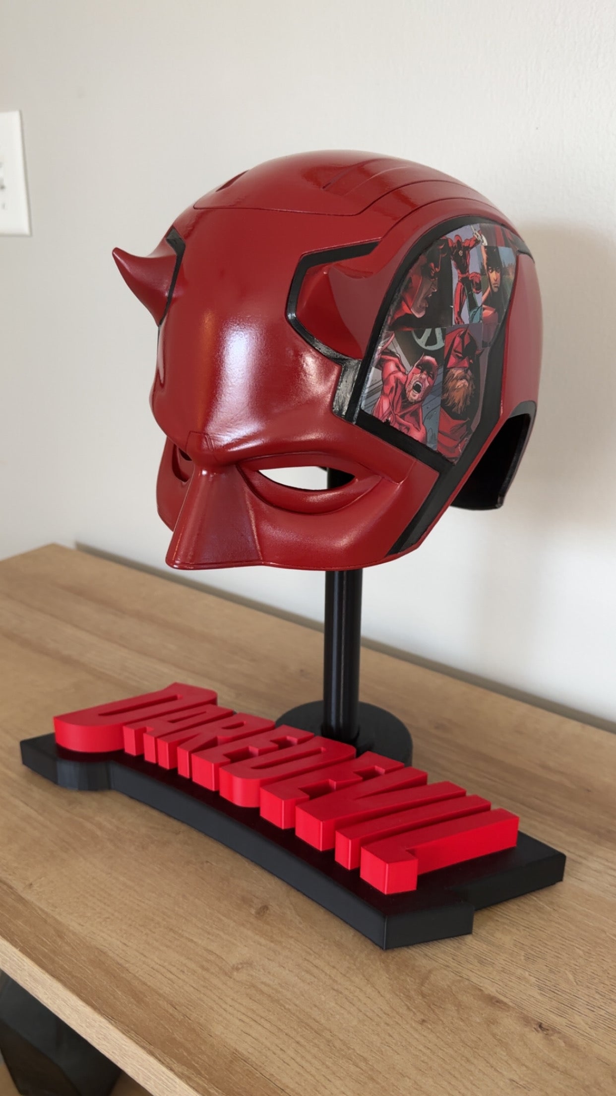 Daredevil Custom Display Cowl – Finished with Comic Strip Art