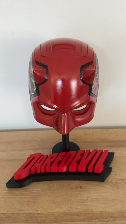 Daredevil Custom Display Cowl – Finished with Comic Strip Art