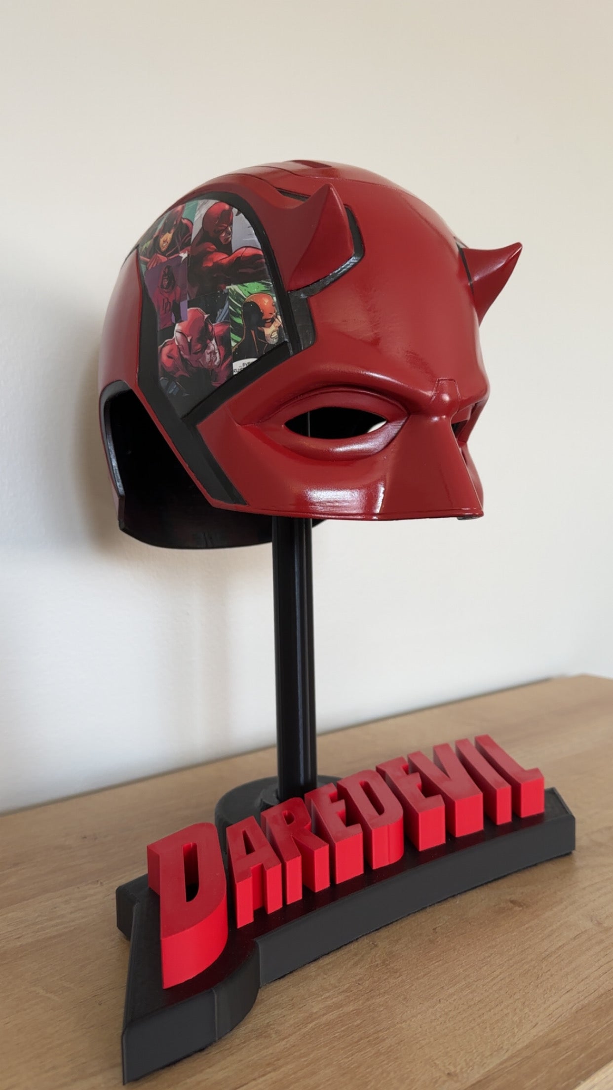 Daredevil Custom Display Cowl – Finished with Comic Strip Art