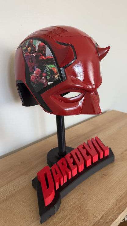 Daredevil Custom Display Cowl – Finished with Comic Strip Art