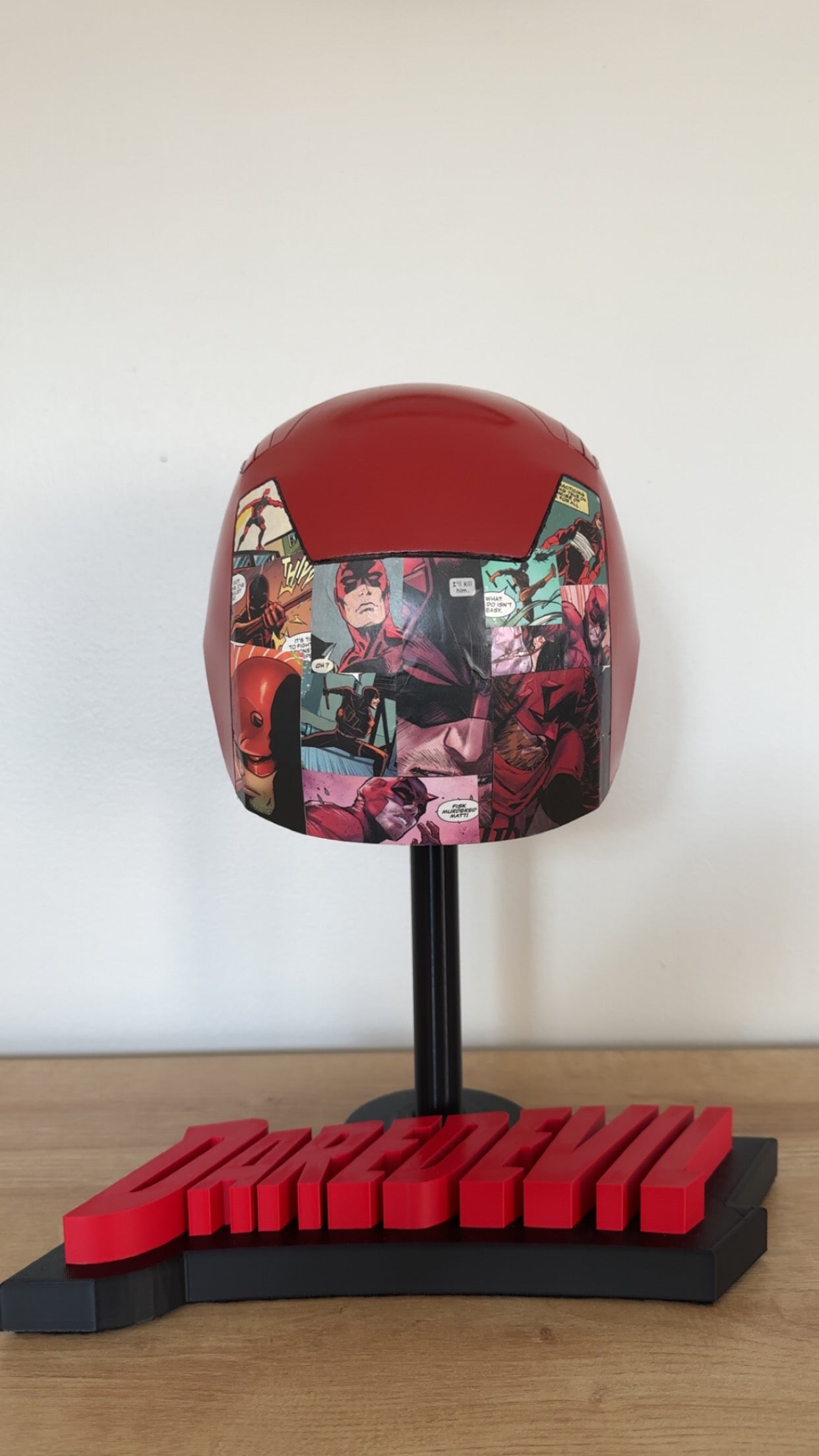 Daredevil Custom Display Cowl – Finished with Comic Strip Art