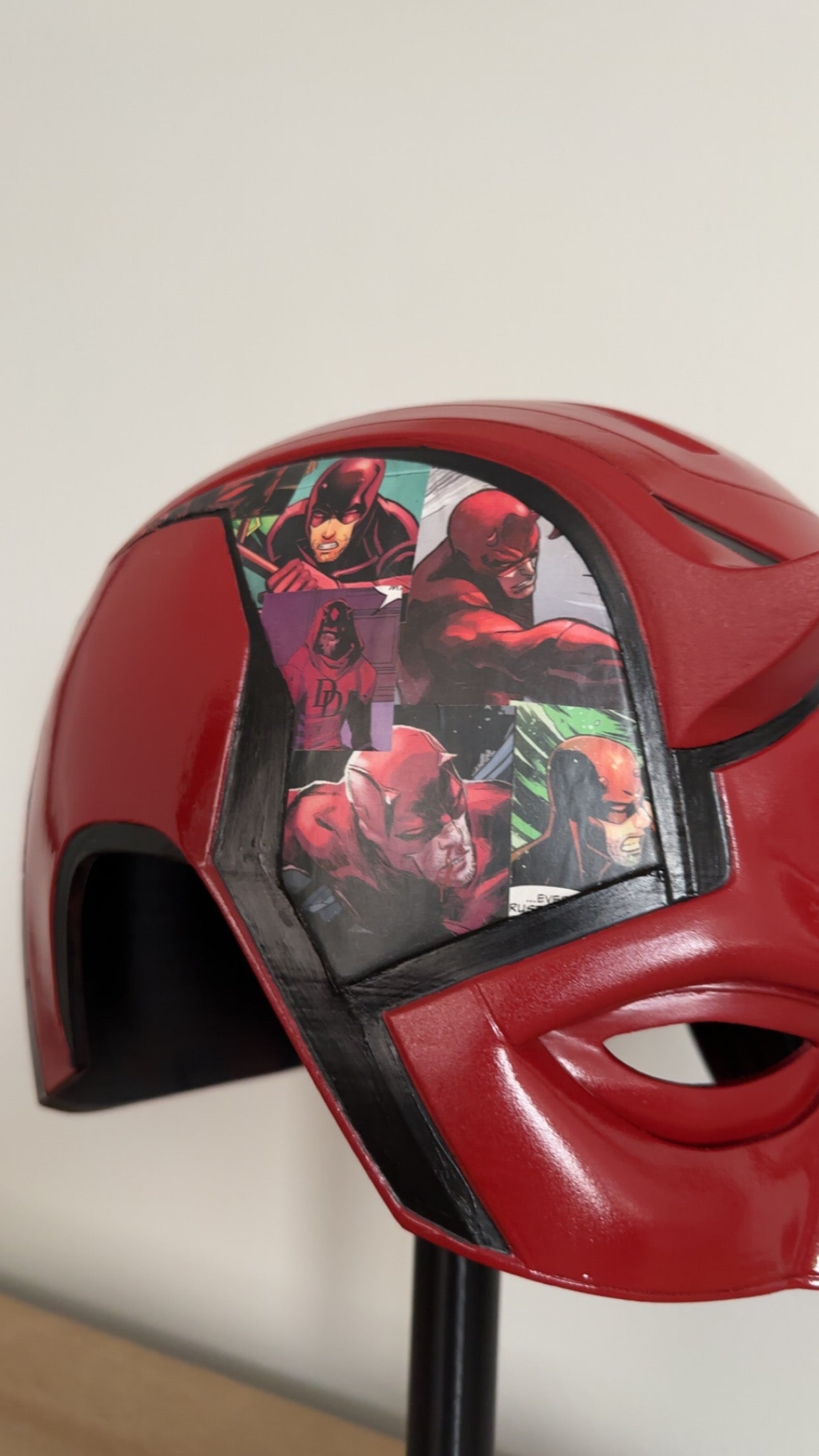 Daredevil Custom Display Cowl – Finished with Comic Strip Art