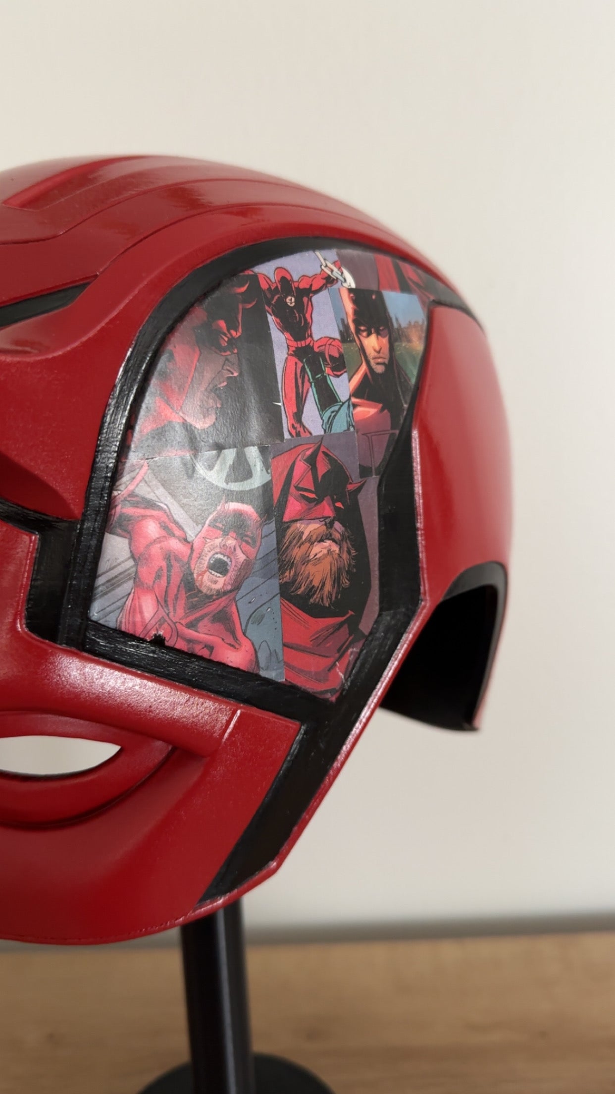 Daredevil Custom Display Cowl – Finished with Comic Strip Art