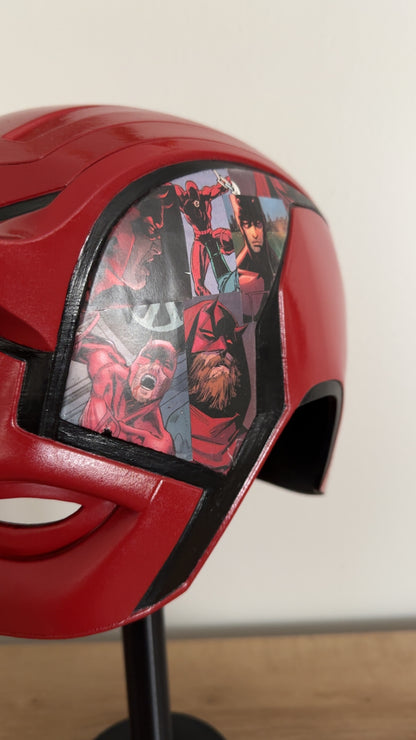 Daredevil Custom Display Cowl – Finished with Comic Strip Art