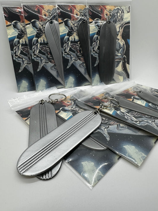 Silver Surfer Surfboard Keychain