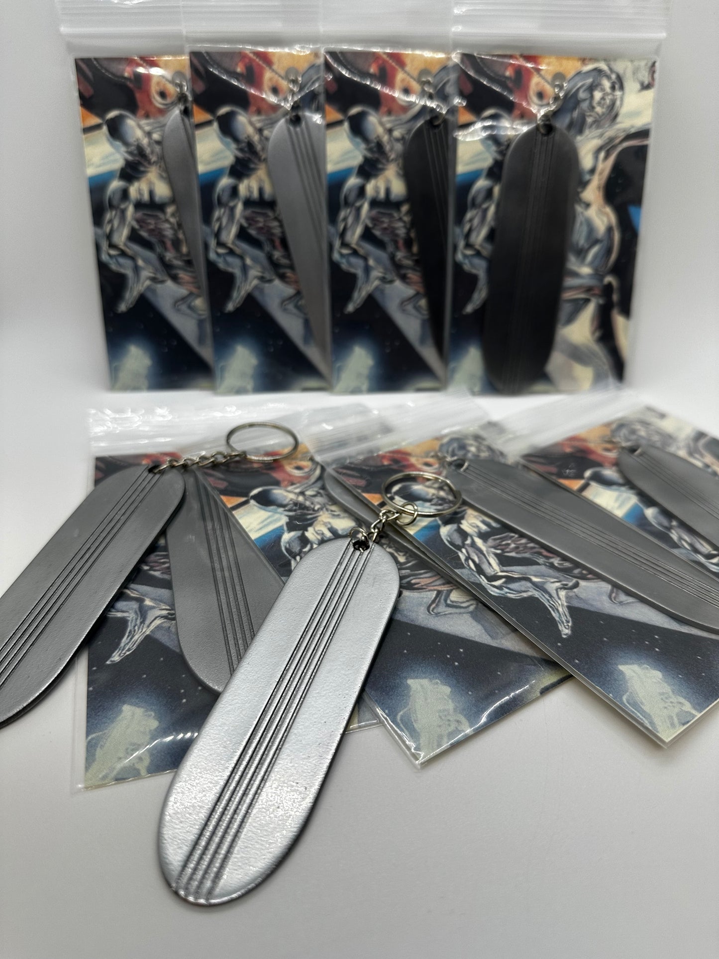 Silver Surfer Surfboard Keychain